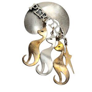 Susan L Richardson 1996 PURRFECT Cat Charm Dangle Brooch, Signed
